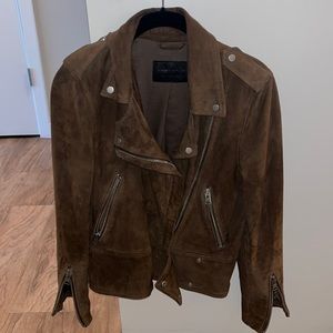 All Saints Brown Suede Moto Jacket size 4